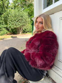 Burgundy Premium Faux Fur Jacket