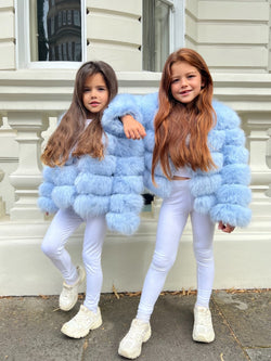 Baby Blue Kids Faux Fur Coat - H&L
