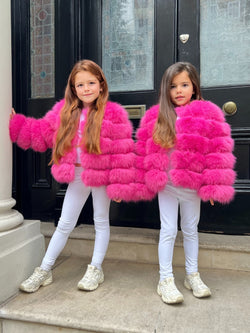 Hot Pink Kids Faux Fur Coat - H&L