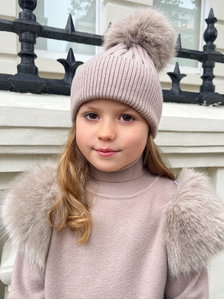 Children's Faux Fur Bobble Hat