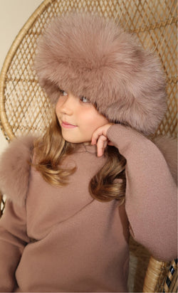 Childrens Taupe Luxury Fur Headband