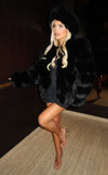 Black Luxury Fur Vertical Pelt Coat