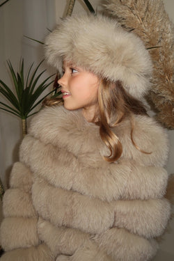 Childrens Beige Luxury Fur Headband