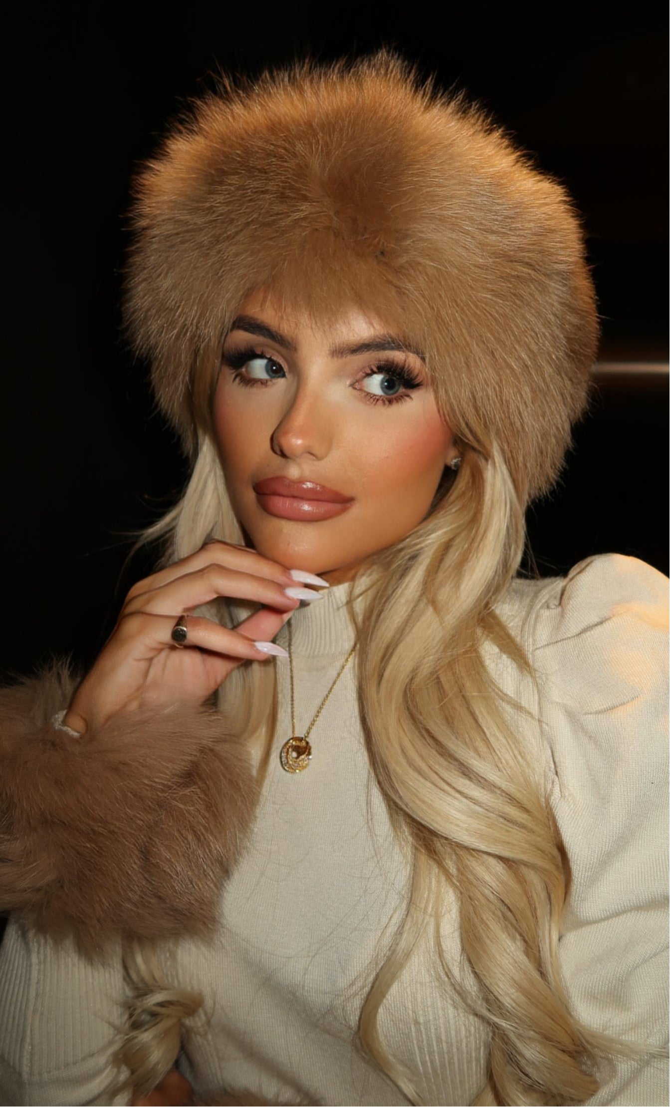 FUR HEAD BAND/HAT  LONDON ENGLAND Eliana Silver Fox Fur Head Band: FurHatWorld.com main image 4