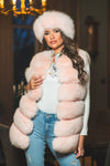 Baby Pink Luxury Fur 6 Row Gilet