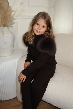 Childrens Chocolate Luxury Fur Tracksuit