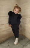 Childrens Charcoal Luxury Fur Tracksuit