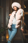 Luxury Fur 4-Row Gilet ~ Baby Pink