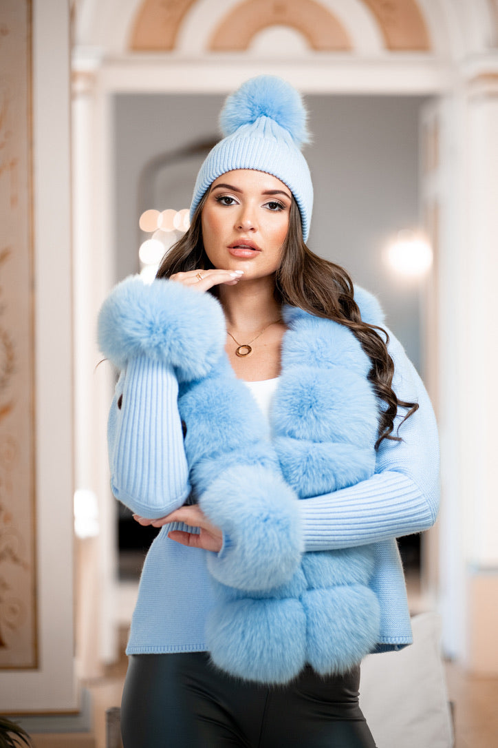Baby Blue Luxury Fur Cardigan – Luca London