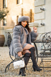 Grey Luxury Fur Mid Length Coat