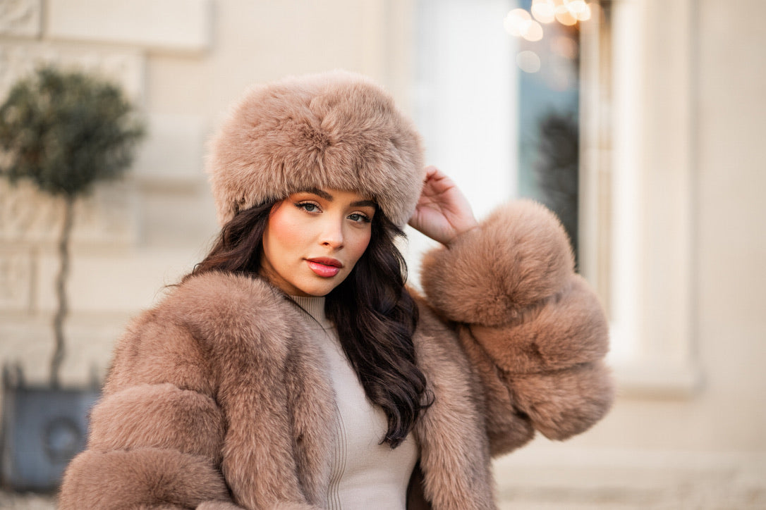 Tan Luxury Fur Mid Length Coat – Luca London