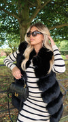 Black Luxury Fur 6 Row Gilet