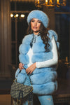 Luxury Fur 6-Row Gilet ~ Baby Blue