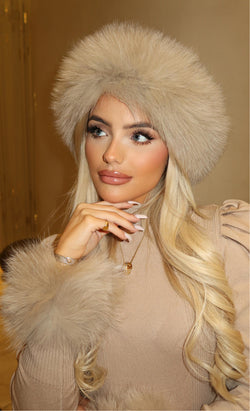 Beige Luxury Fur Headband