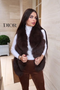 Chocolate Luxury Fur 4 Row Gilet