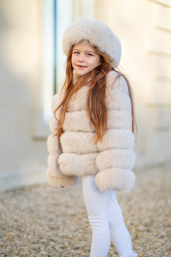 Children's Luxury Fur Coat ~ Beige