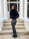Black Luxury Fur 5 Row Long Sleeve Jacket