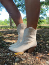 Beige Faux Suede Shorter Cowboy Boots