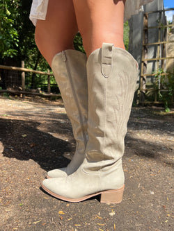 Light Gold Knee High Cowboy Boots