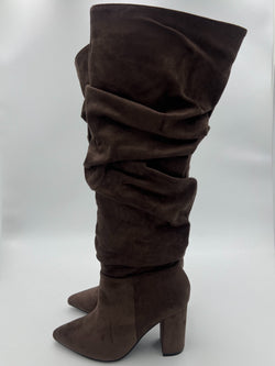 Chocolate Ruched Knee High Boot