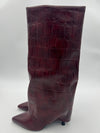 Burgundy Crocodile Fold Over Boot