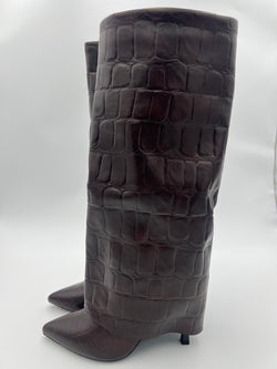 Chocolate Crocodile Fold Over Boot