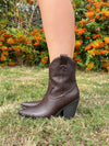 Chocolate Faux Leather Plain Ankle Cowboy Boots