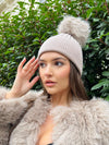 Beige Premium Faux Fur Bobble Hat