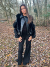 Black Luxury Fur Biker Style Jacket