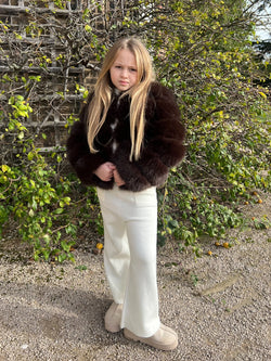Chocolate Childrens Faux Fur Coat