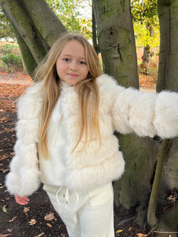 Cream Childrens Faux Fur Coat