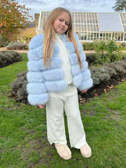 Baby Blue Childrens Faux Fur Coat