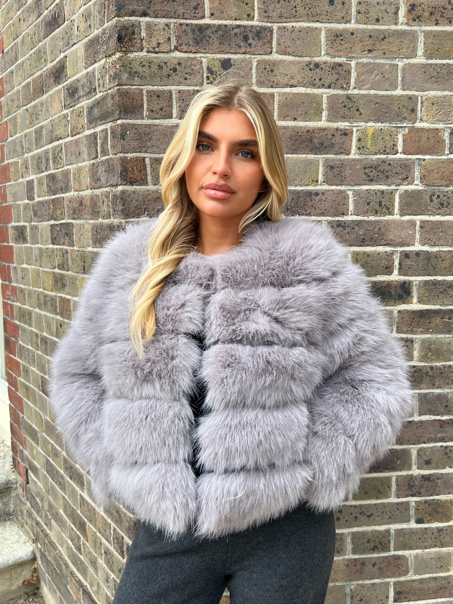 Light Grey Premium Faux Fur Jacket – Luca London