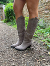Mocha Suede Effect Longer Length Cowboy Boots