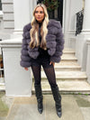 Charcoal Luxury Fur 5 Row Long Sleeve Jacket