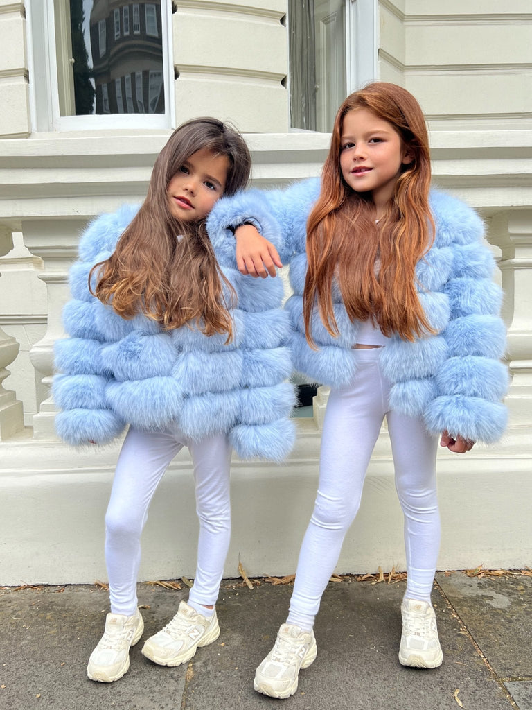 Baby Blue Kids Faux Fur Coat - H&L