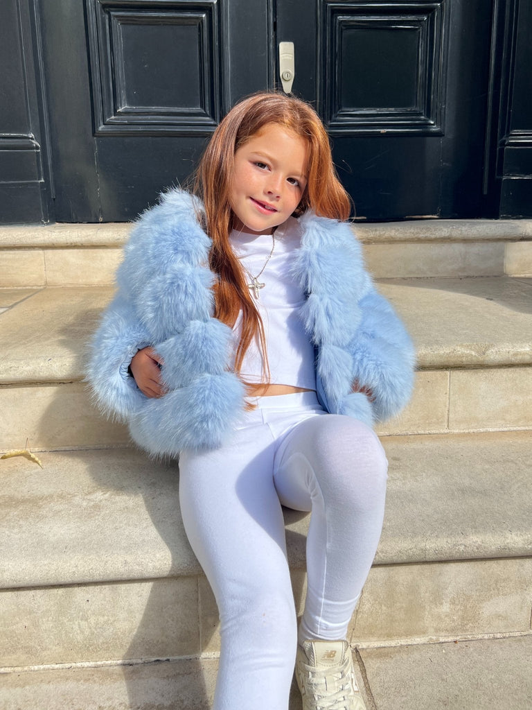 Baby Blue Kids Faux Fur Coat - H&L