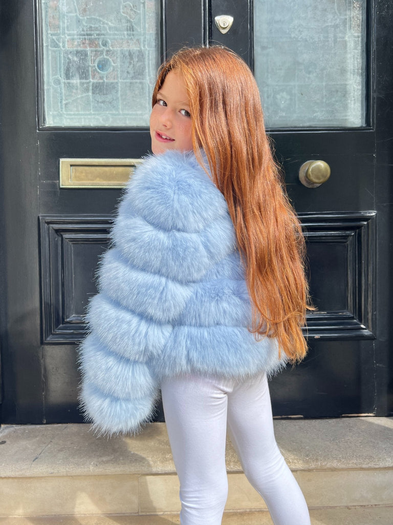 Baby Blue Kids Faux Fur Coat - H&L