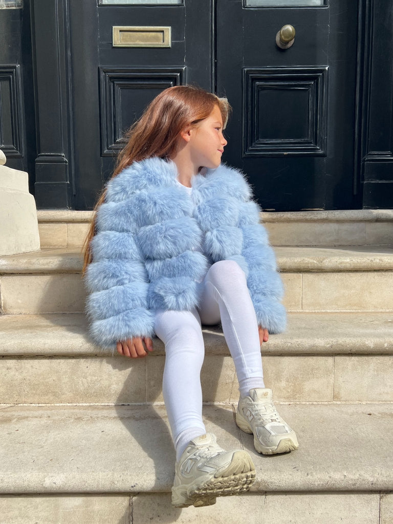 Baby Blue Kids Faux Fur Coat - H&L
