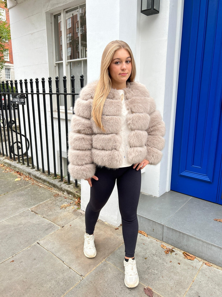 Beige Kids Faux Fur Coat - H&L