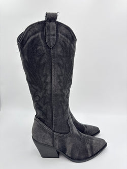 Black Denim Cowboy Boots - H&L