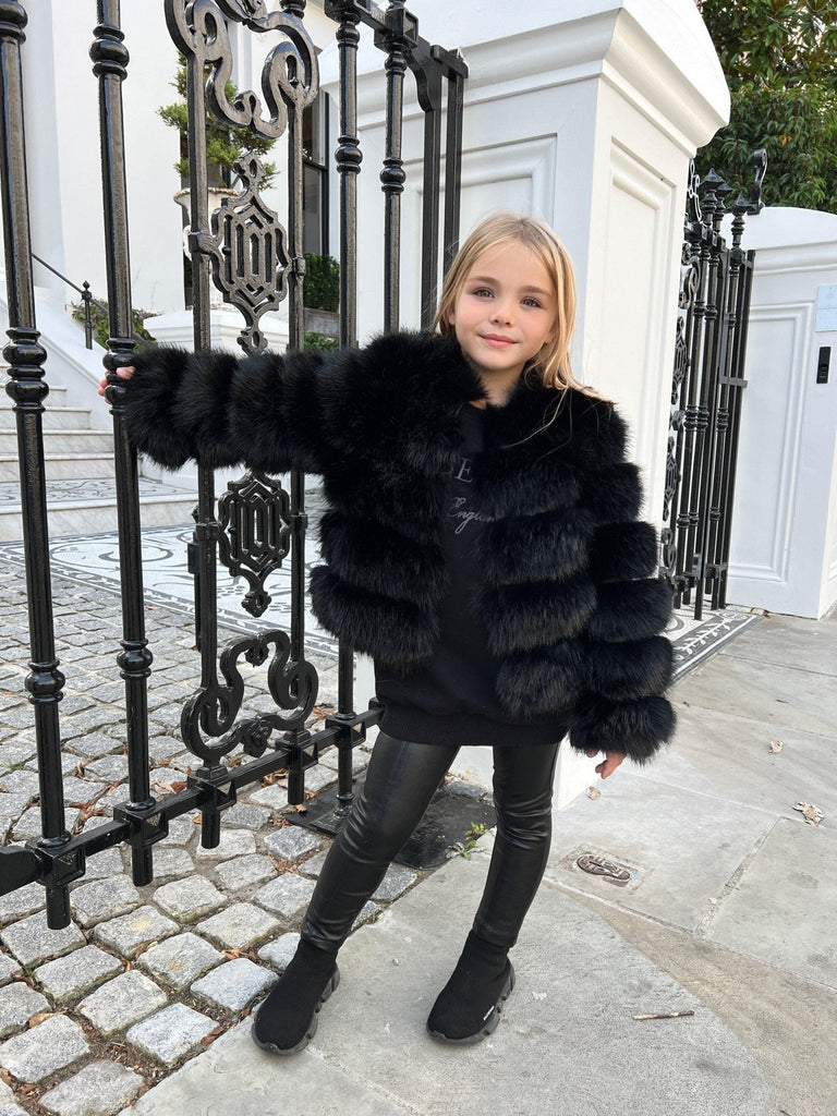 Black Kids Faux Fur Coat - H&L