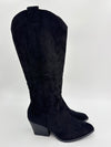 Black Suede Effect Cowboy Boots - H&L