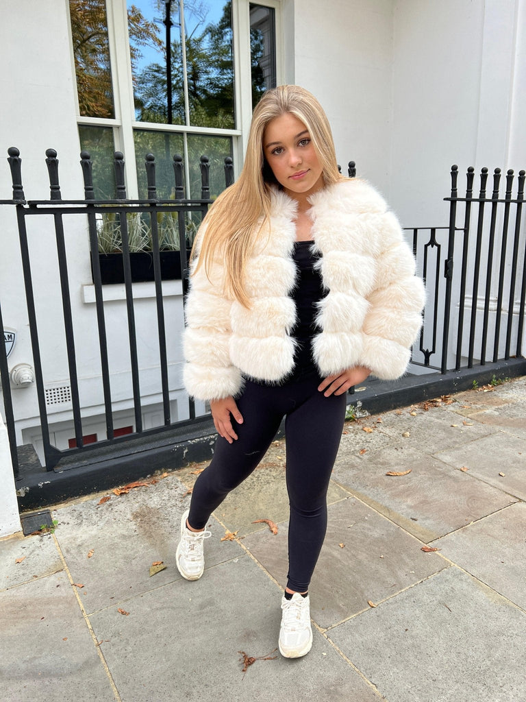 Cream Kids Faux Fur Coat - H&L 
