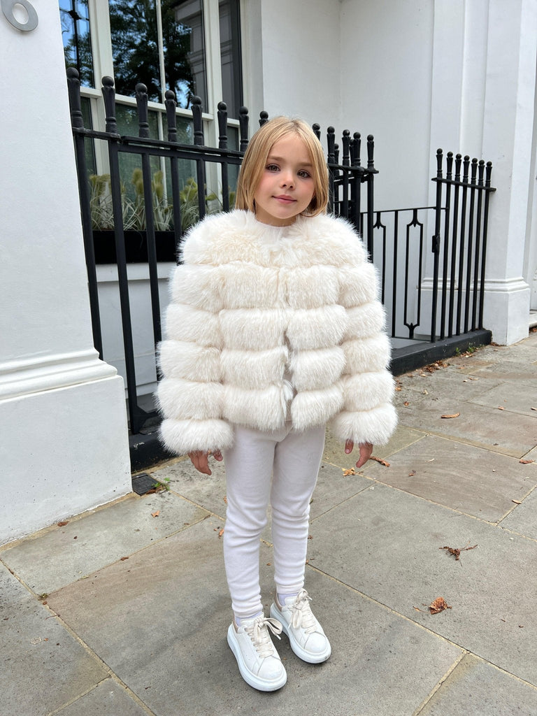 Cream Kids Faux Fur Coat - H&L