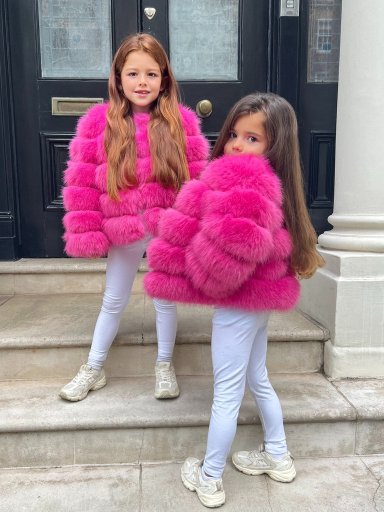 Hot Pink Kids Faux Fur Coat - H&L