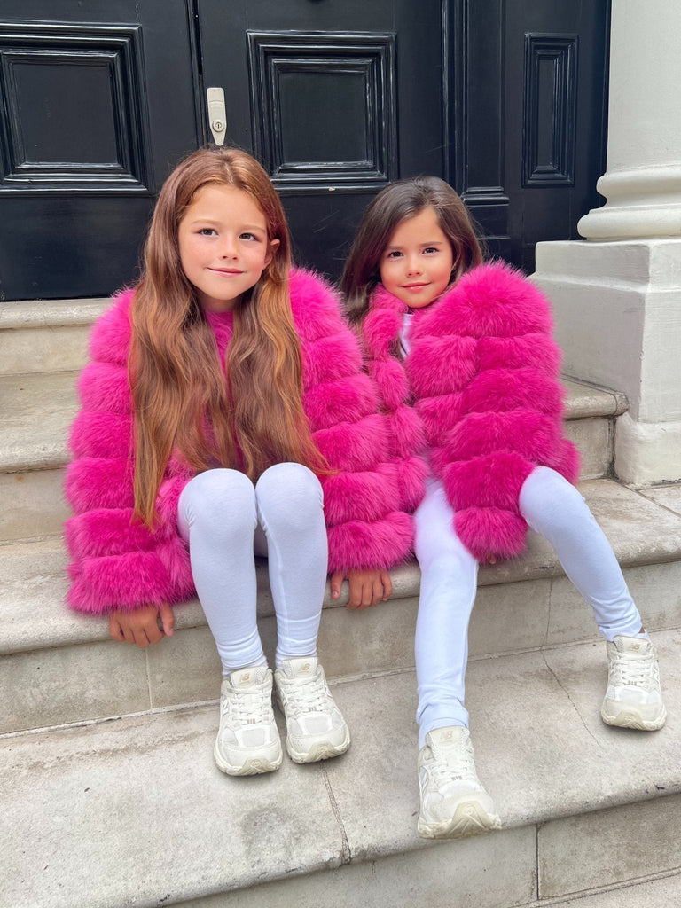 Hot Pink Kids Faux Fur Coat - H&L