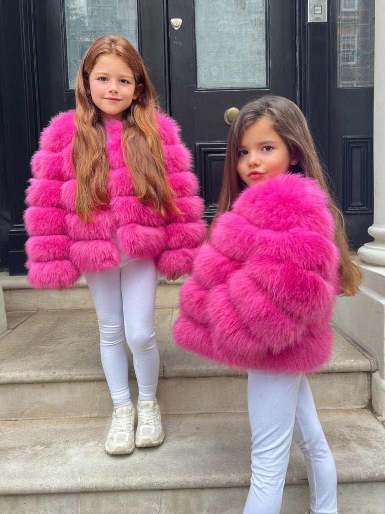 Hot Pink Kids Faux Fur Coat - H&L