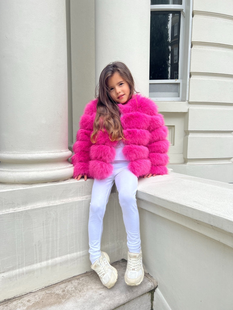 Hot Pink Kids Faux Fur Coat - H&L