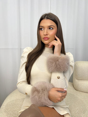 Latte Snap Band Luxury Fur Cuffs - H&L